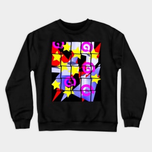 Colorful 80's Abstract Pattern in Blocks Crewneck Sweatshirt